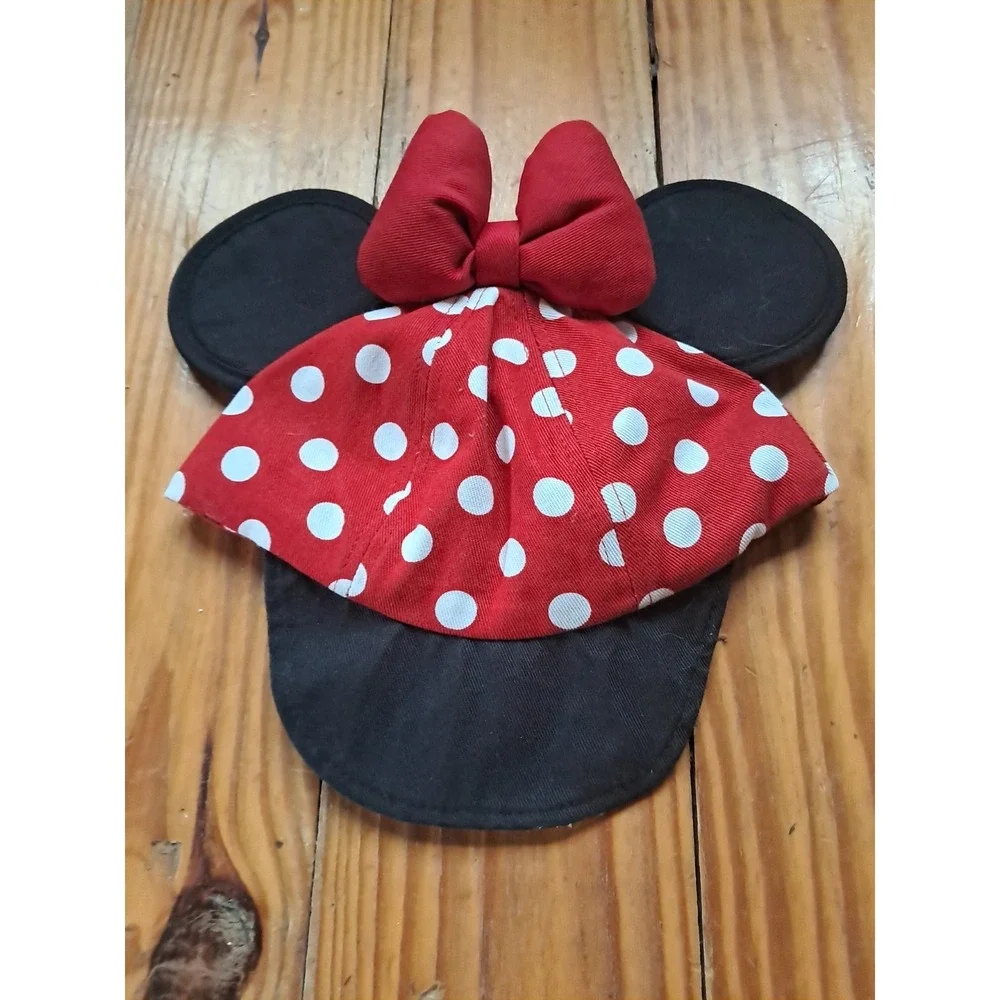 Disney Parks Minnie Mouse Ears Toddler Baseball Cap Hat Red Polka Dot J/1